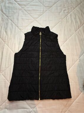 MICHAEL Michael Kors Black Quilted Vest with Gold Hardware